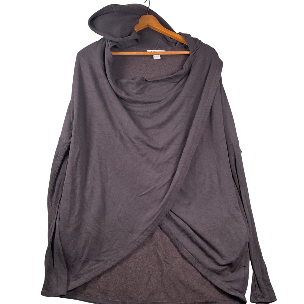 Athleta Purana Wrap Sweatshirt Womens S Purple Draped Crossover Hooded Pullover